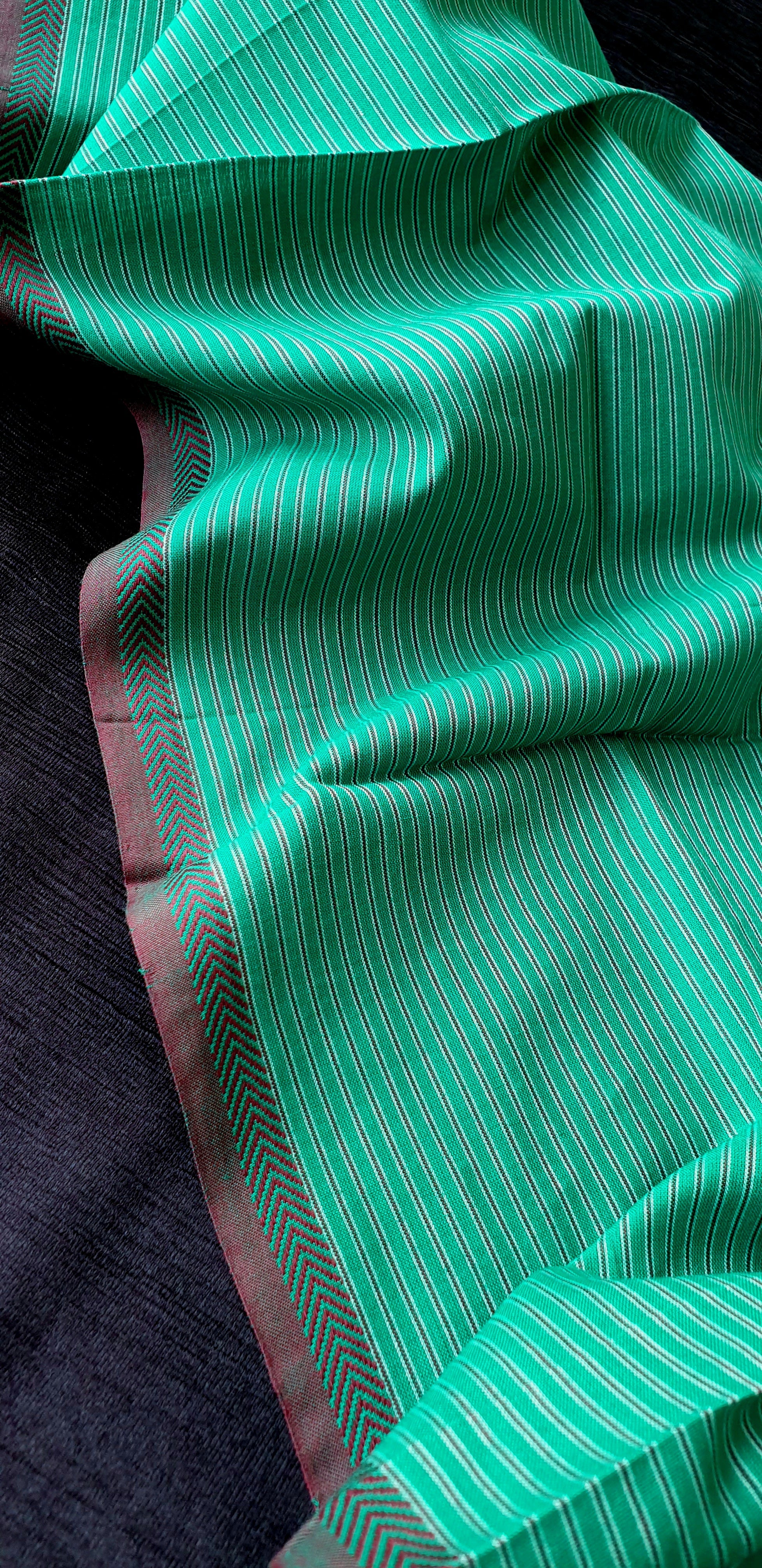 Pure Cotton Kurta Piece with stripes and thread woven Borders.