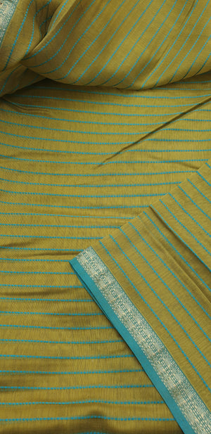 Fabric with Tic-Tic Lines and Gold Zari Borders.