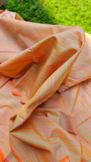 Pure Cotton Fabric with Multicolor Warp Stripes
