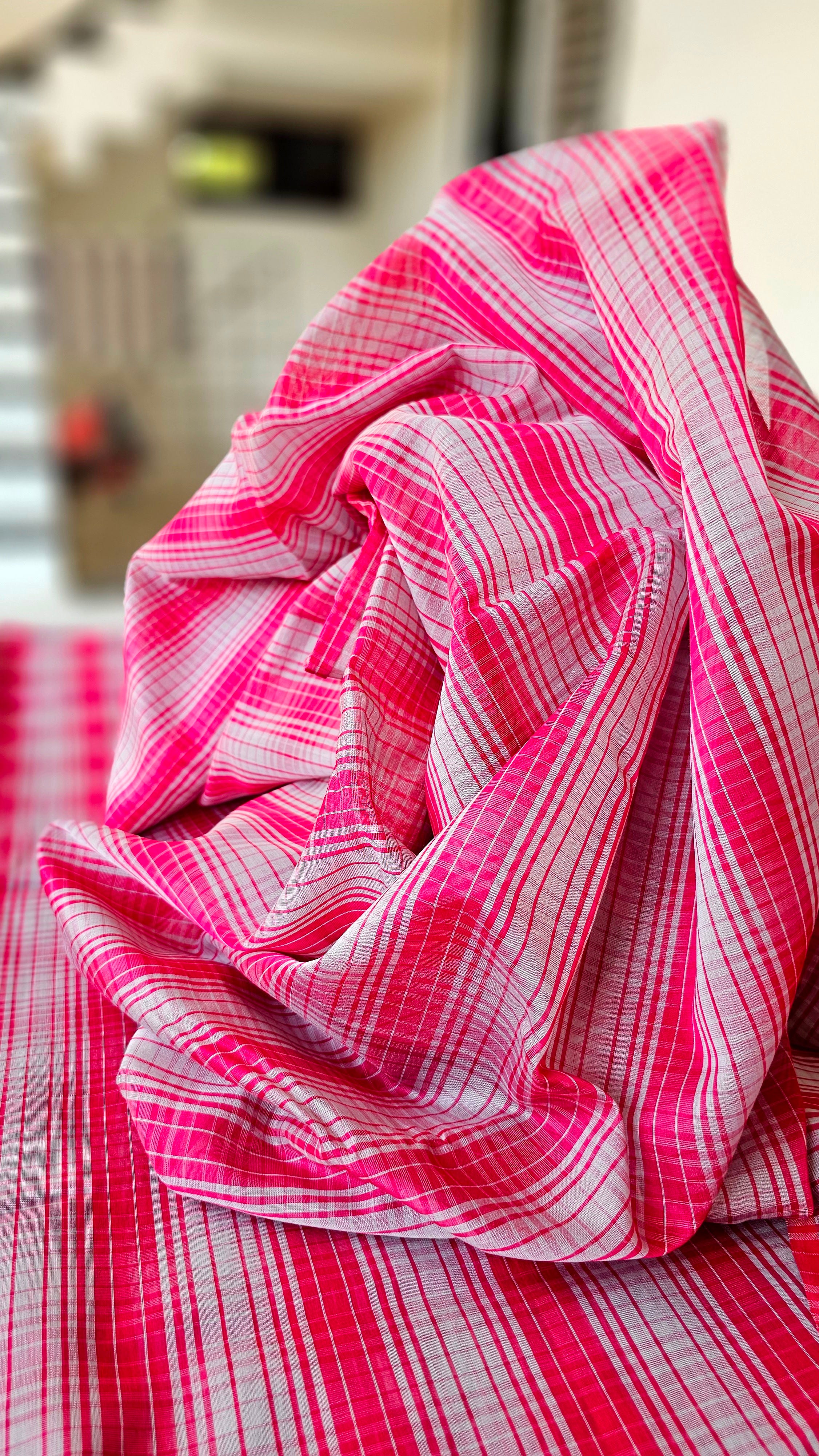 Grey and Pink Checks running Fabrics.