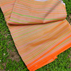 Pure Cotton Fabric with Multicolor Warp Stripes