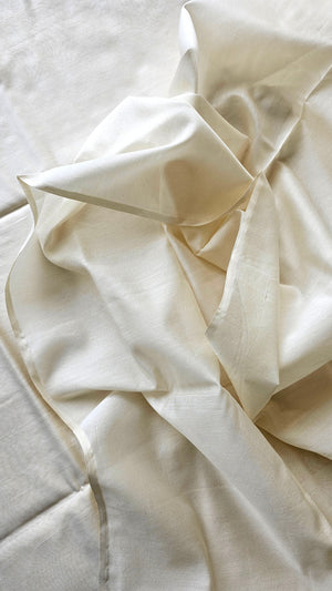 80s 2 ply Off White and Dyeable Silk/Cotton running Fabrics.