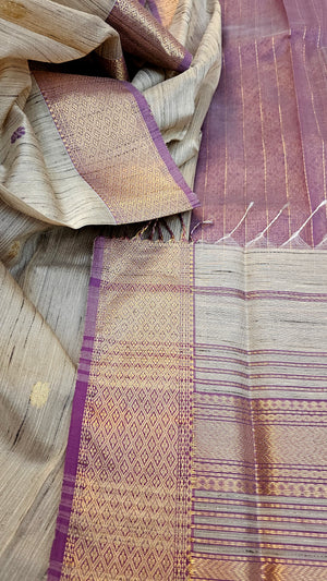 Saree with Gichha Stripes, Booties and Extra Weft Jaala Palla.