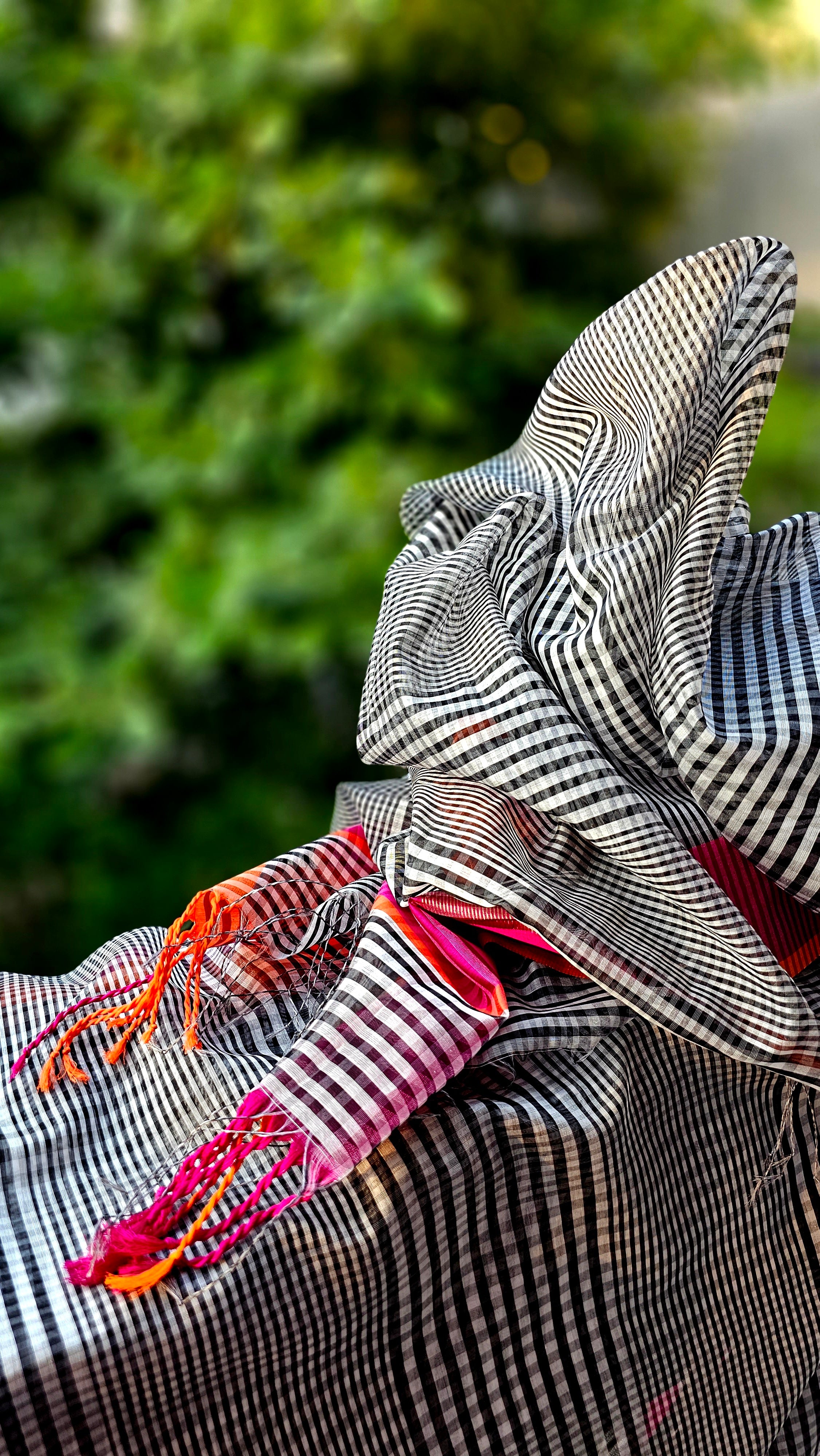 Indian Saree Treasure: Black and White Checks.