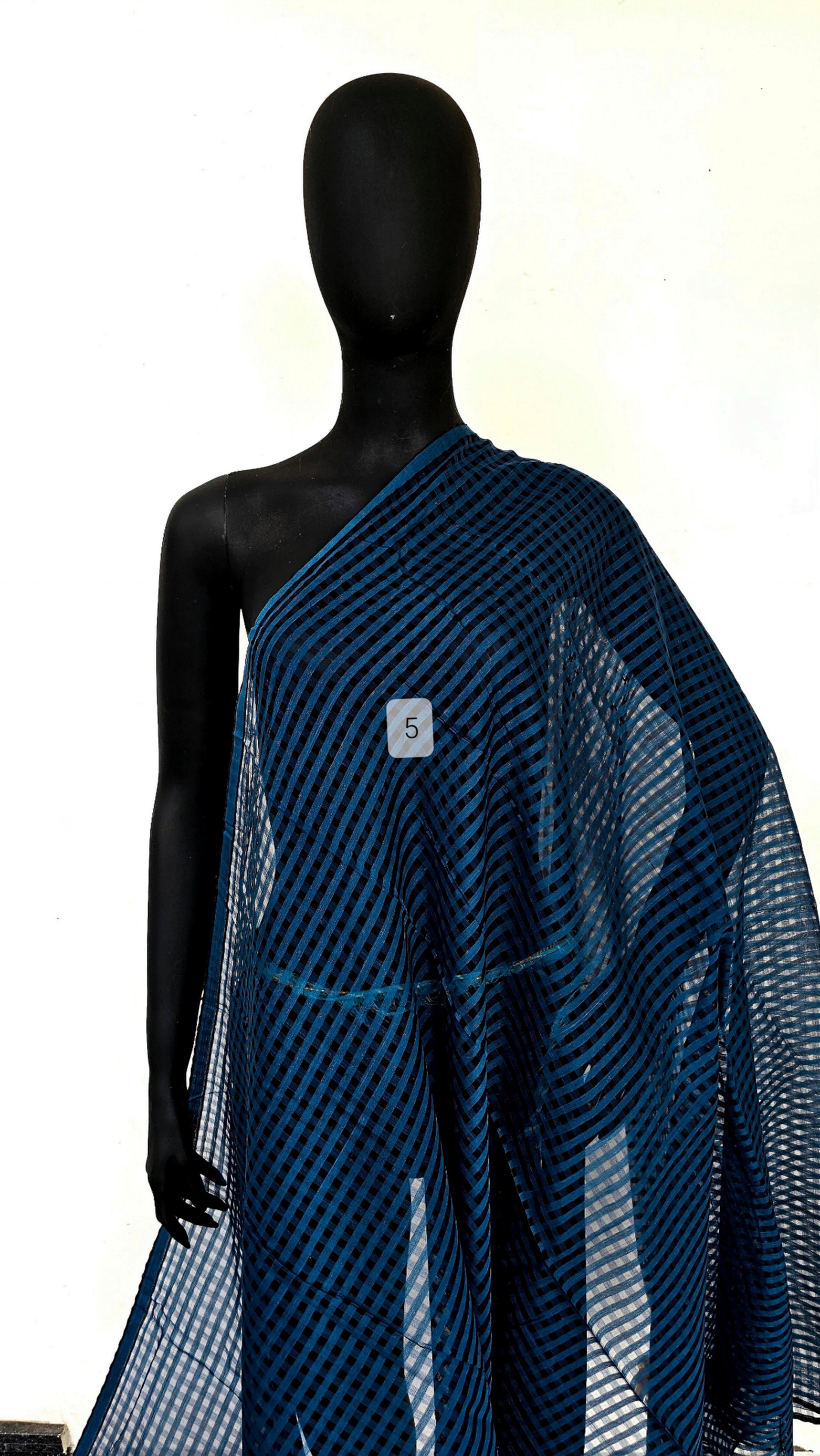 Blue Shade Checks - Exquisite Silk/Cotton Fabrics.