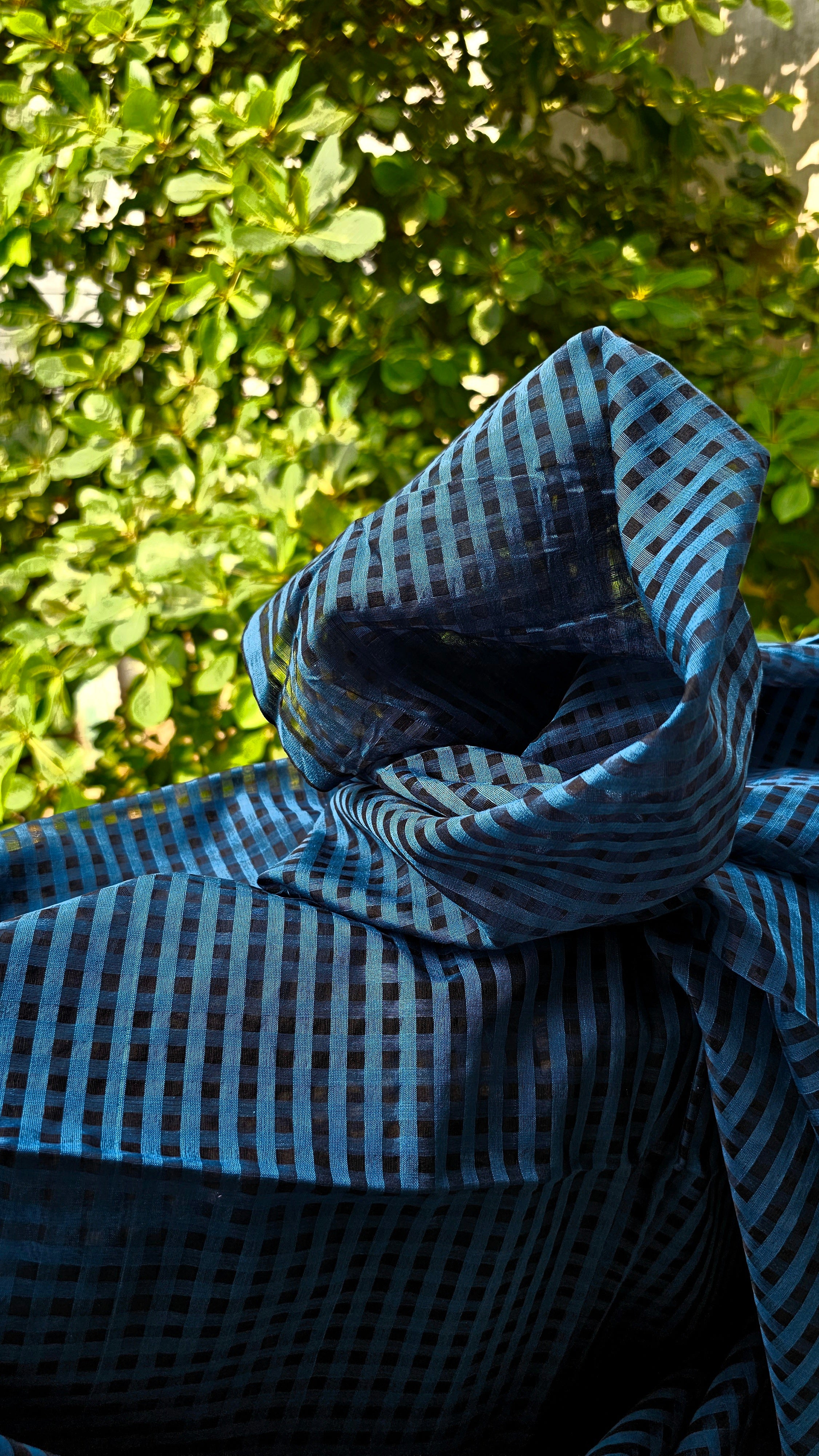 Blue Shade Checks - Exquisite Silk/Cotton Fabrics.