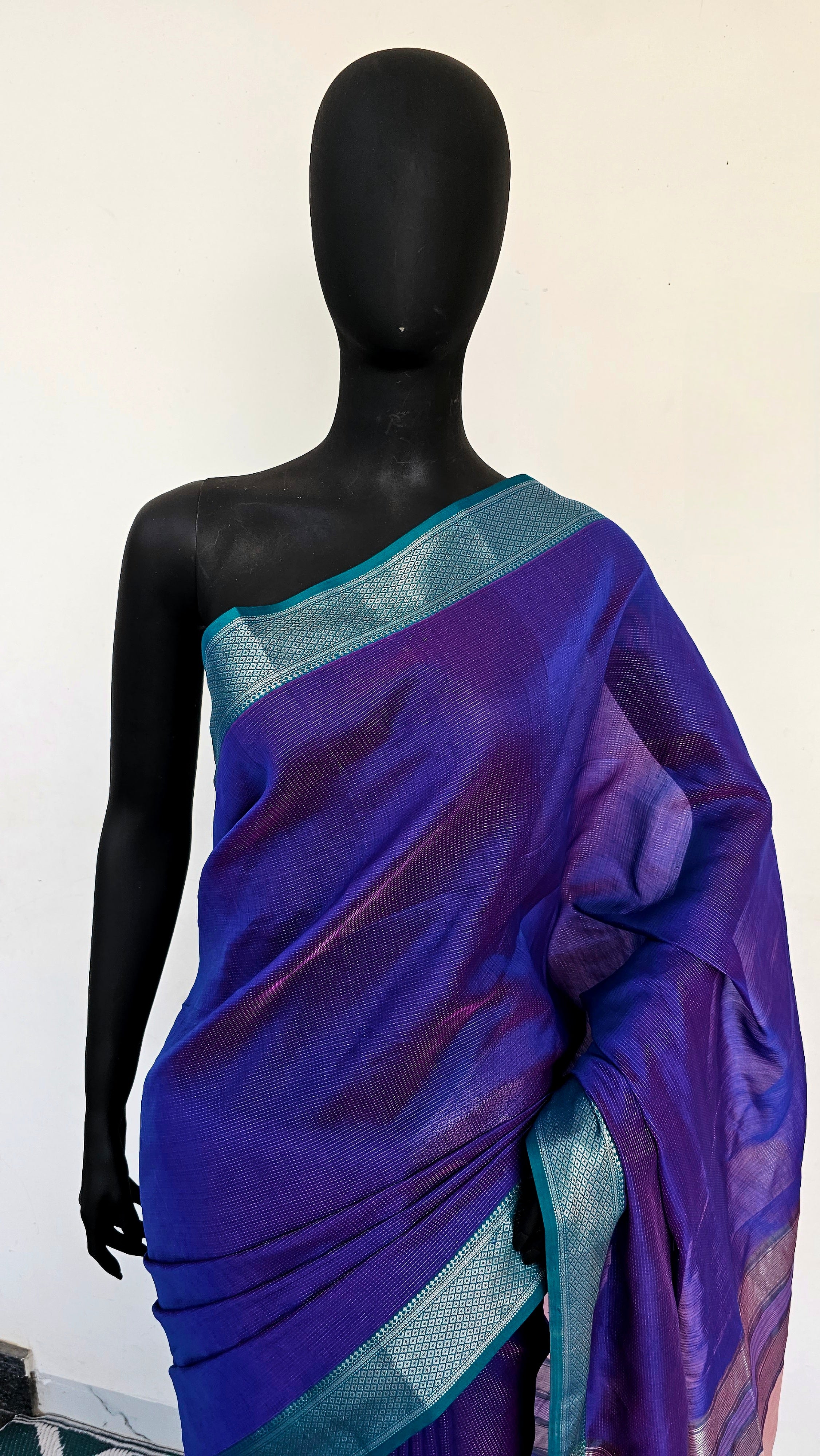 Shine in Silver: Two-Tone Saree with Tic-Tic Silver Lines