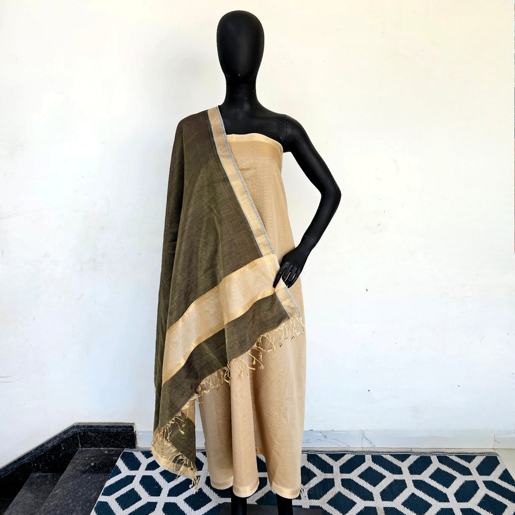 Gilded Glamour: Beige & Black Tissue Top and Dupatta Delight