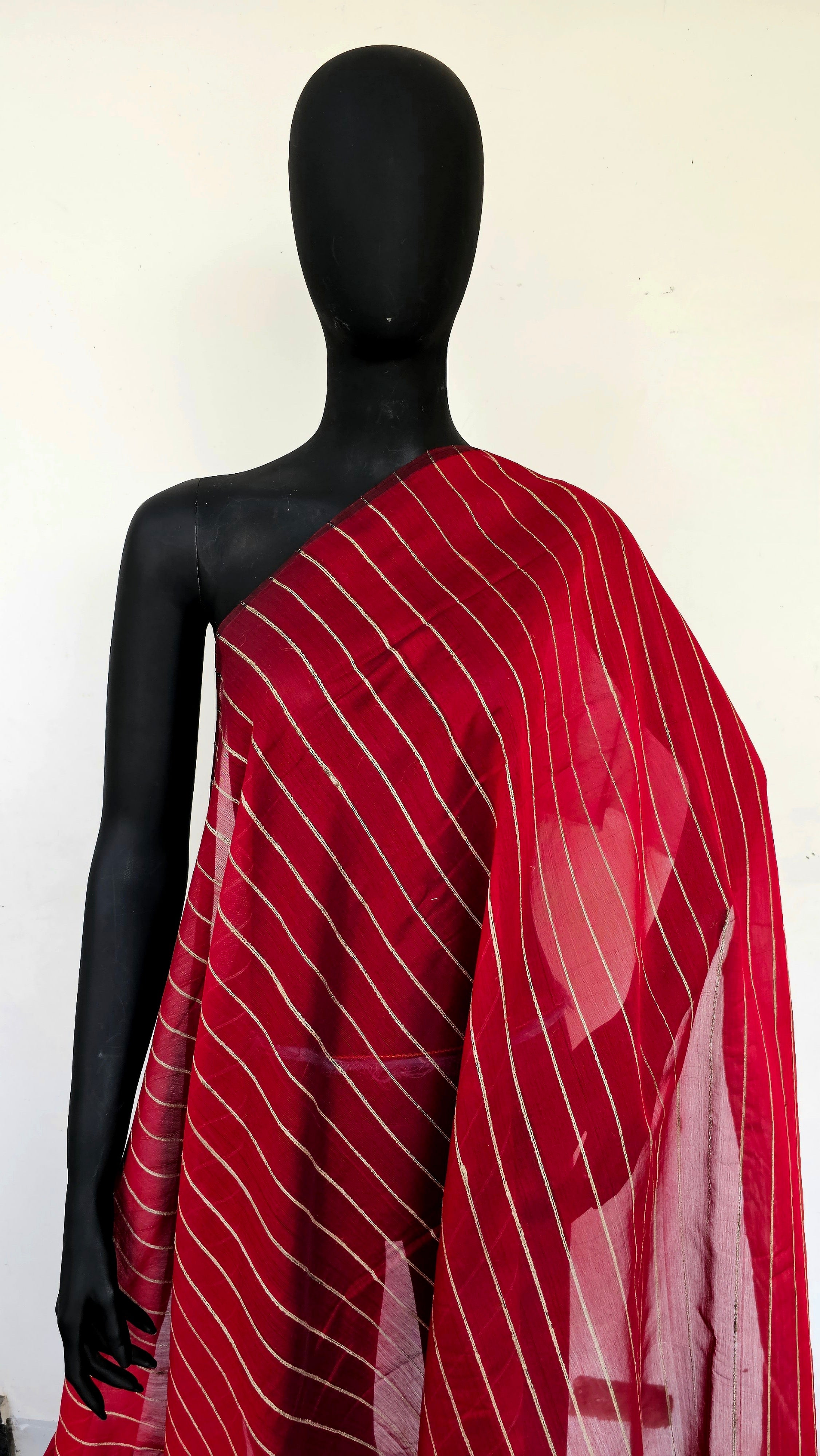 Maroon & Gichha Tussar Stripes Fabric: Your Canvas for Endless Garment Creativity