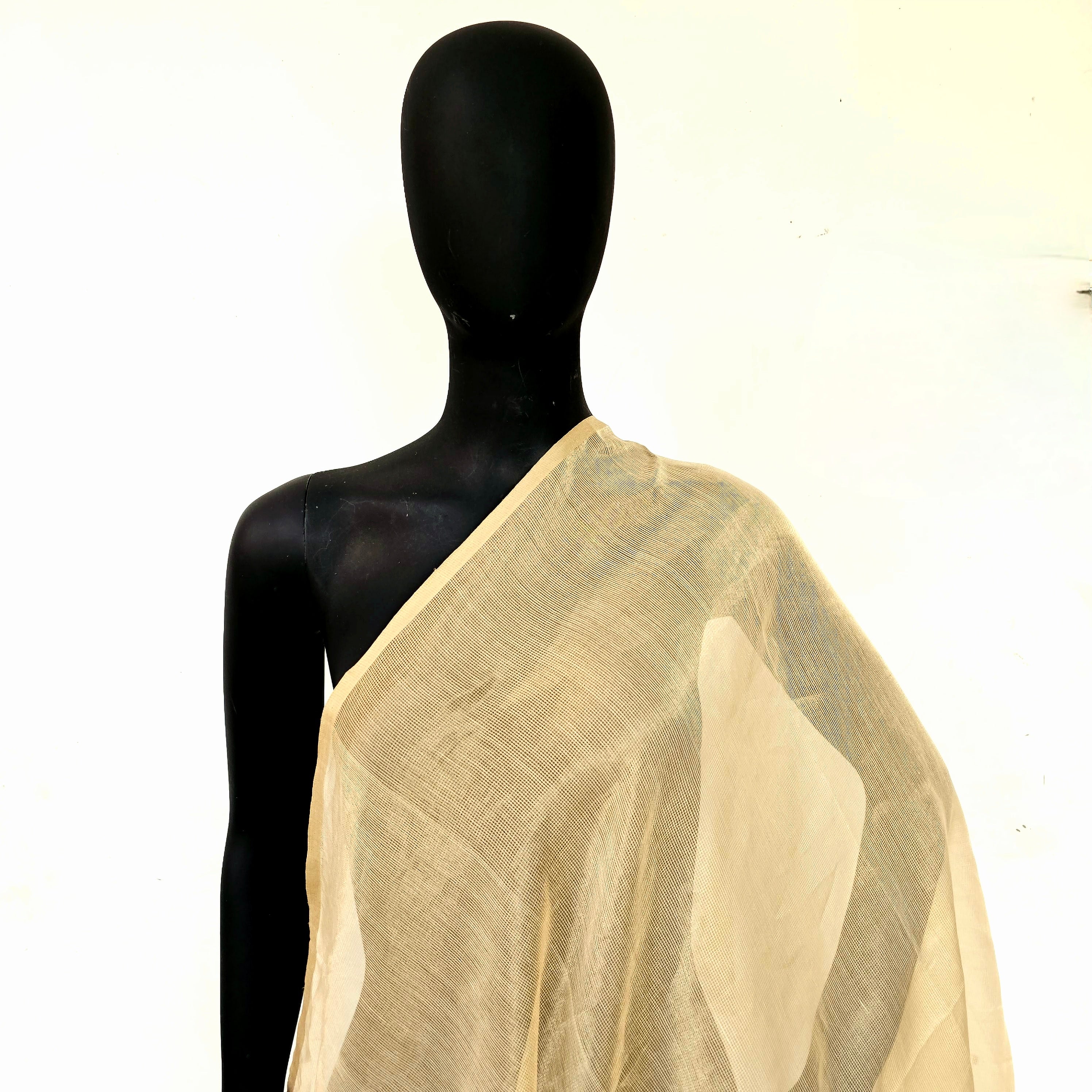 Regal Weaves: Off-White Gold Tissue Checks Fabrics