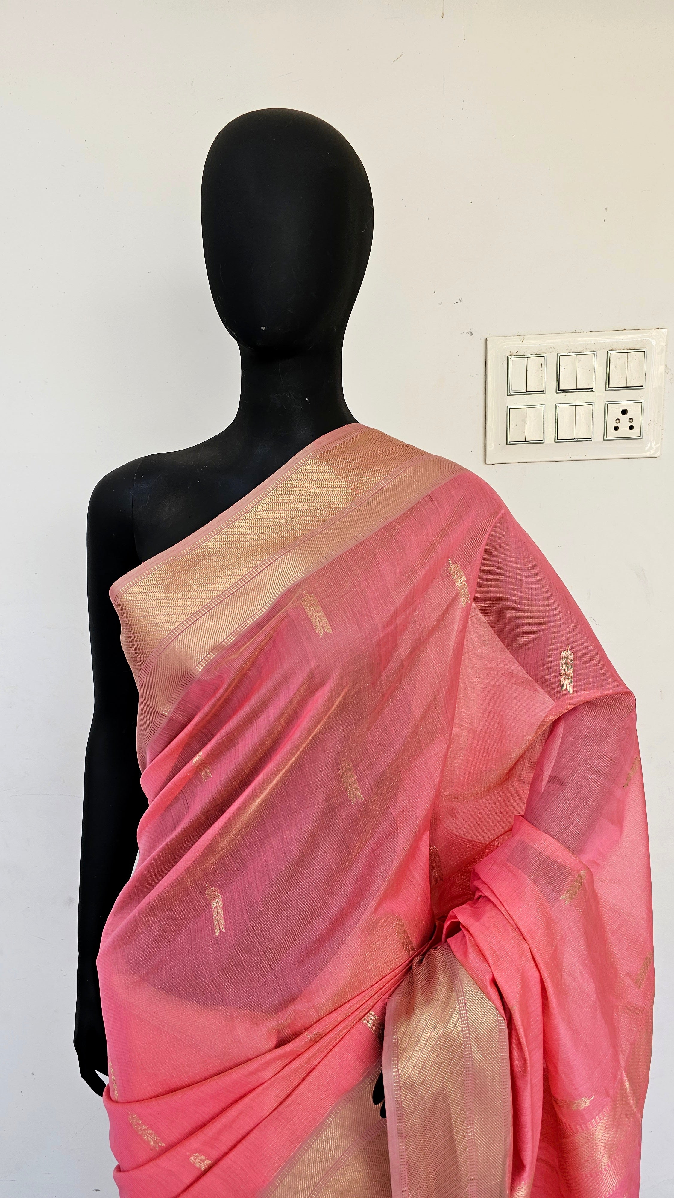 Gold Tissue Saree with Booties and Extra weft Jaala Palla.