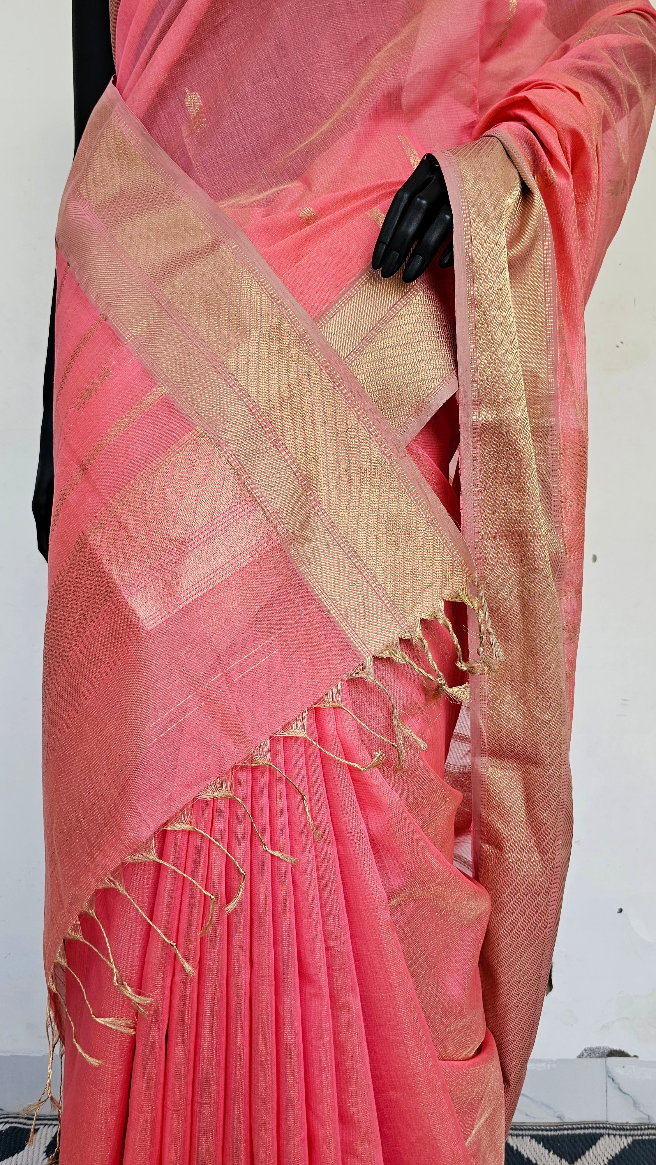 Gold Tissue Saree with Booties and Extra weft Jaala Palla.