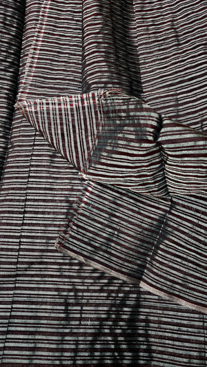 Silver Tissue Warp Stripes Fabric.