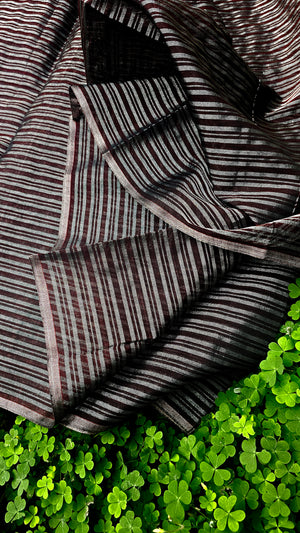 Silver Tissue Warp Stripes Fabric.