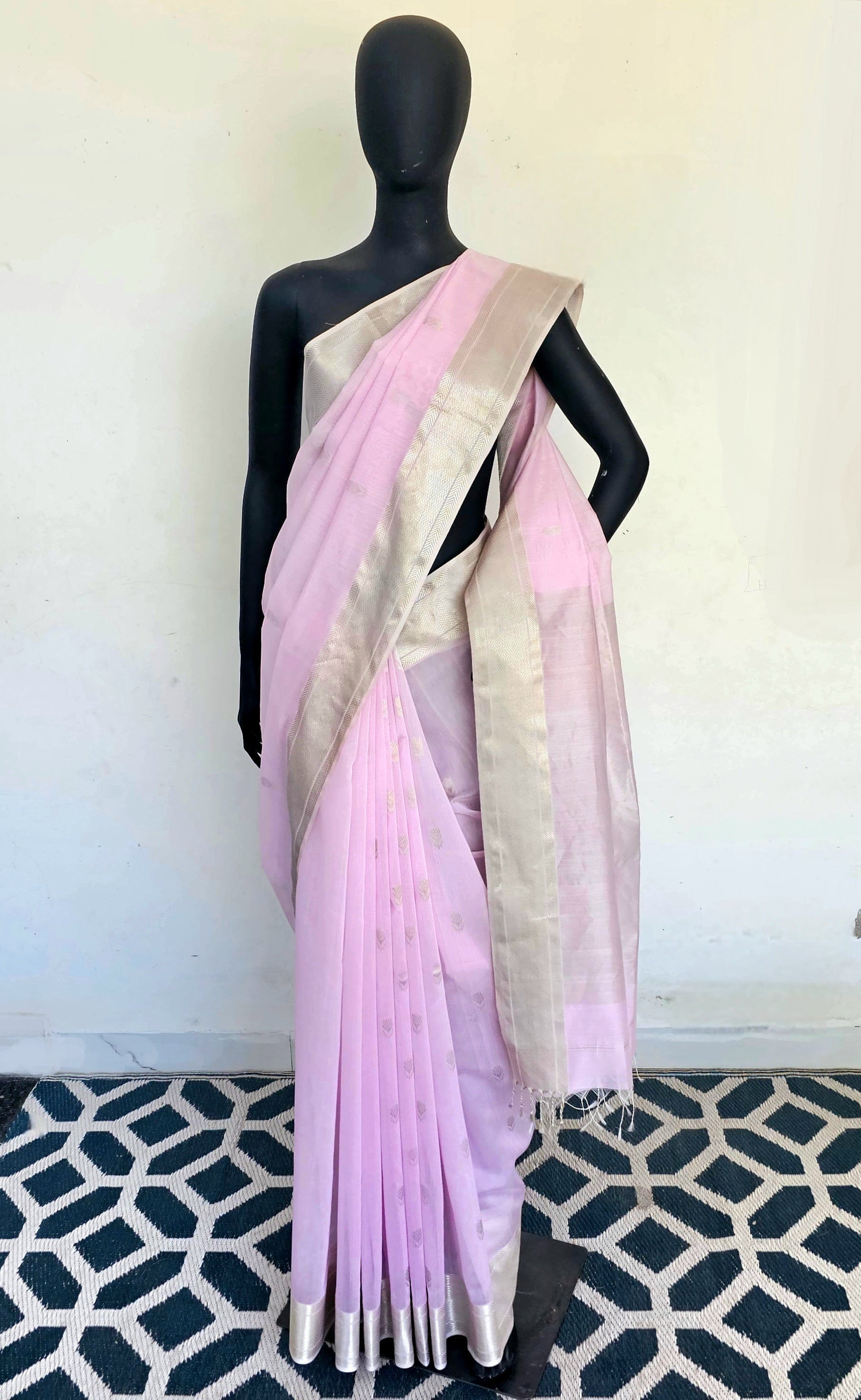 Saree in Summer shade with Silver Booties.