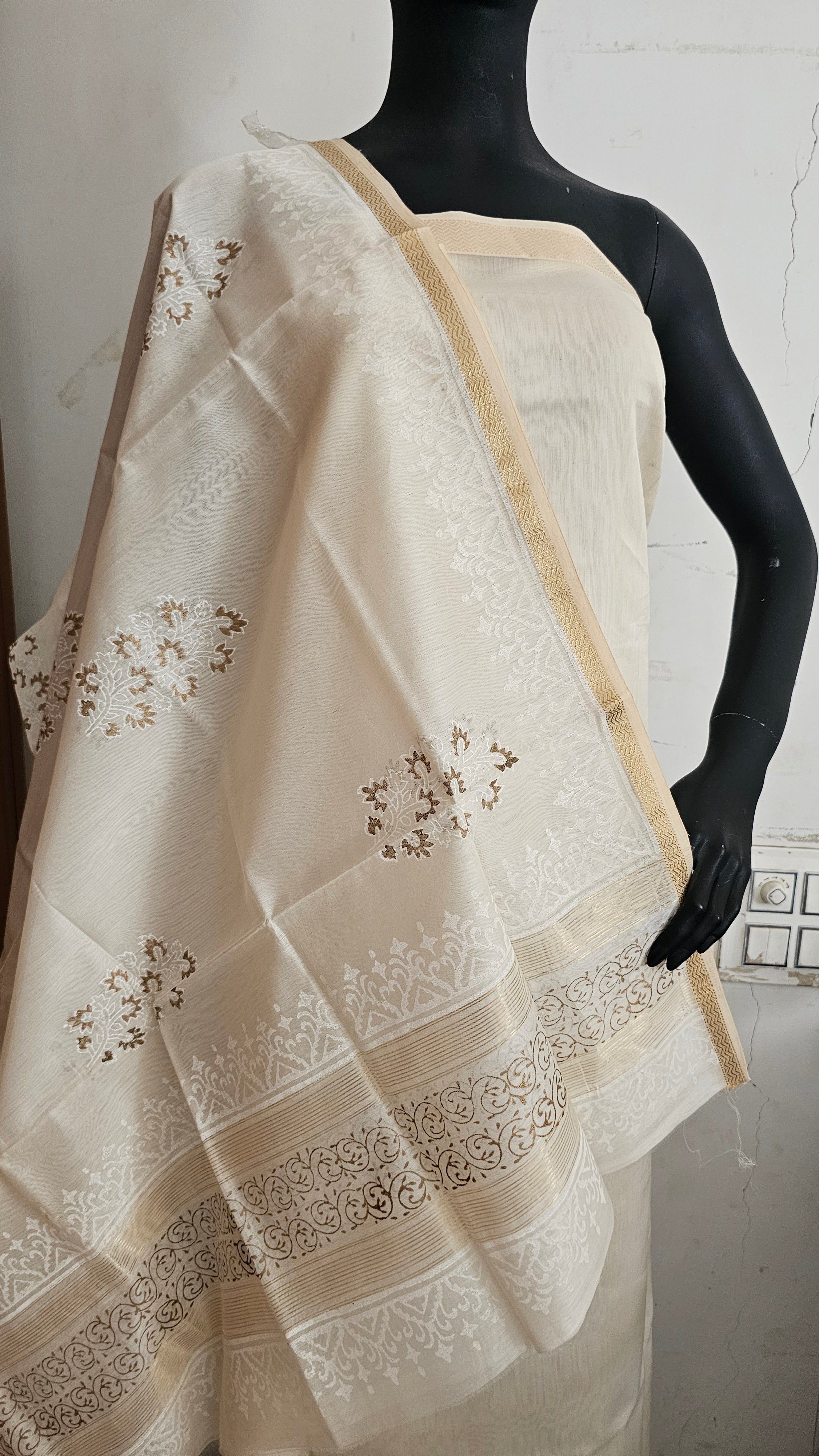 Silk Cotton Splendor: Top and Dupatta