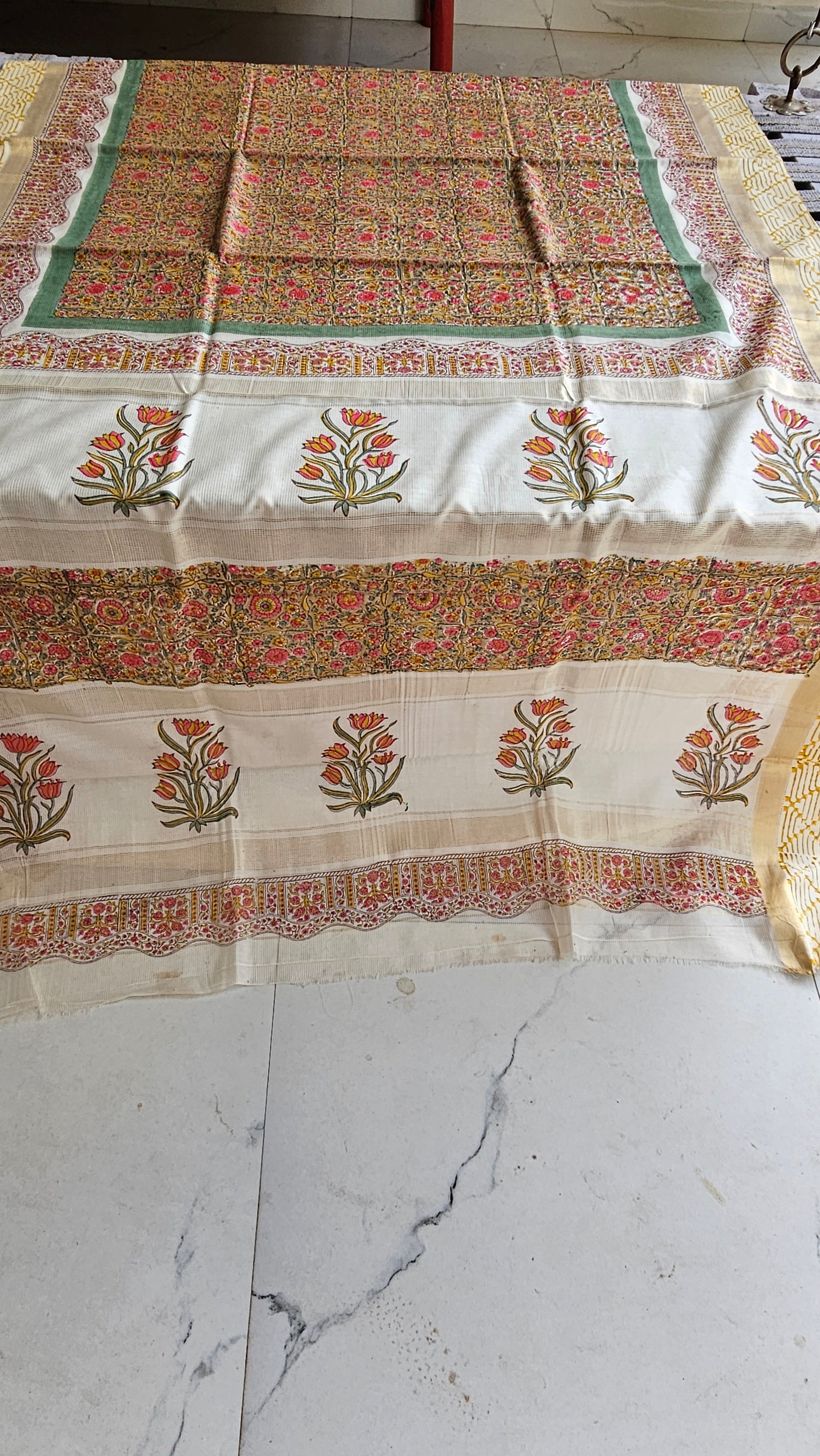 HandBlock print  maheshwari Handwoven saree