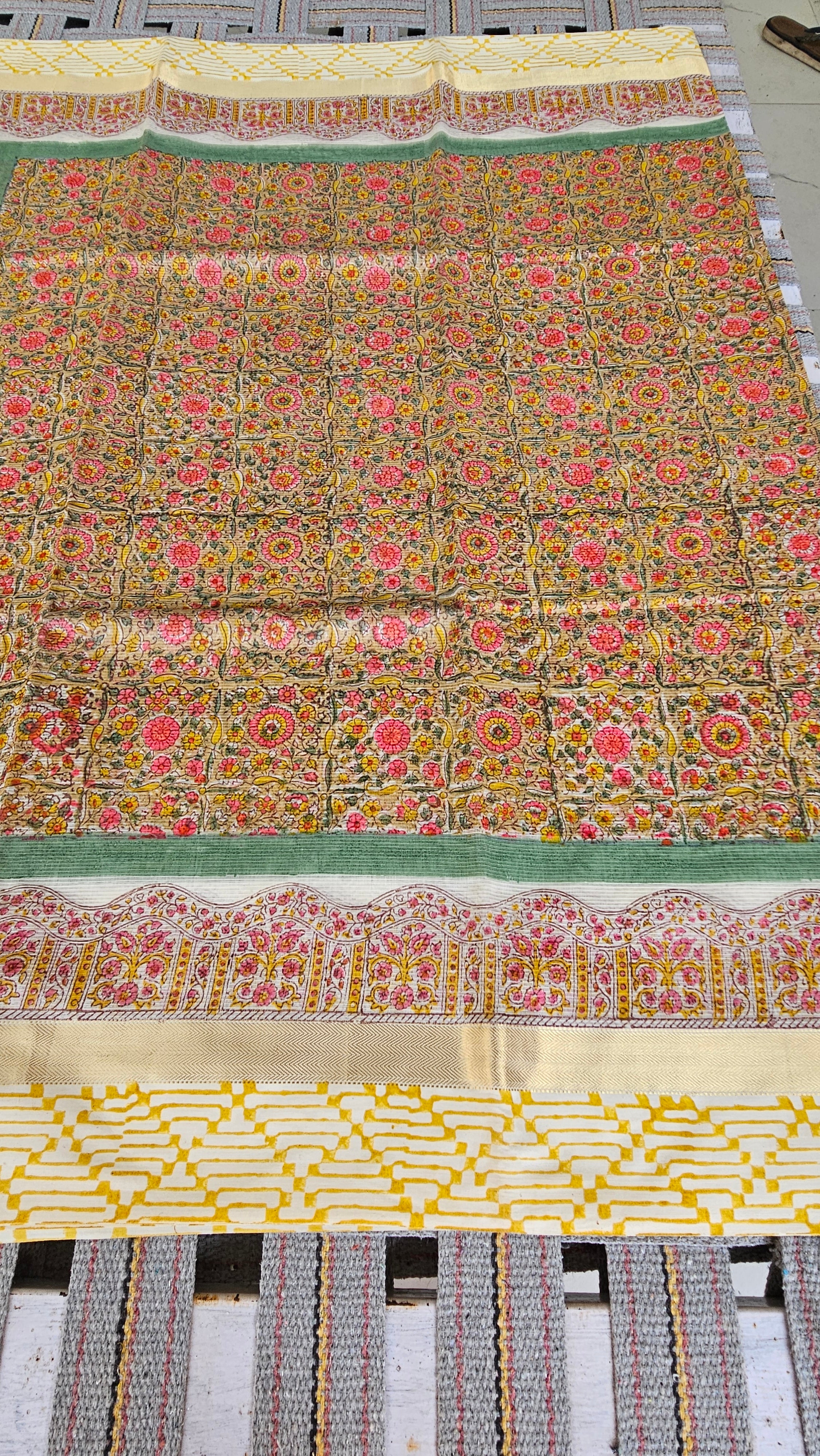 HandBlock print  maheshwari Handwoven saree