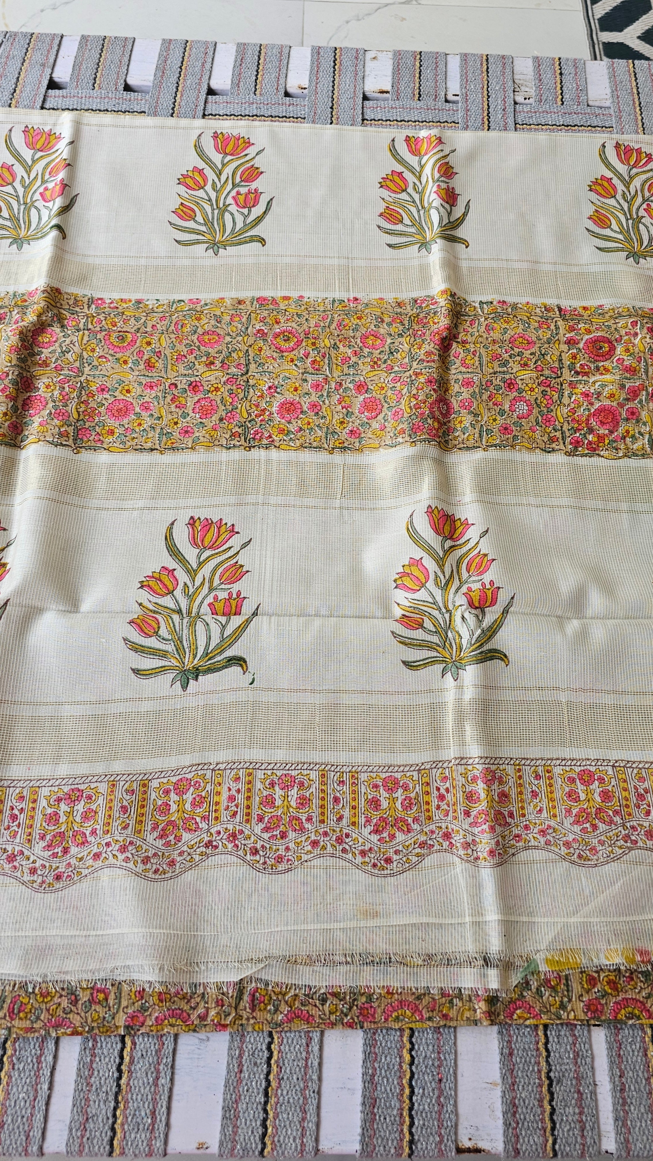 HandBlock print  maheshwari Handwoven saree