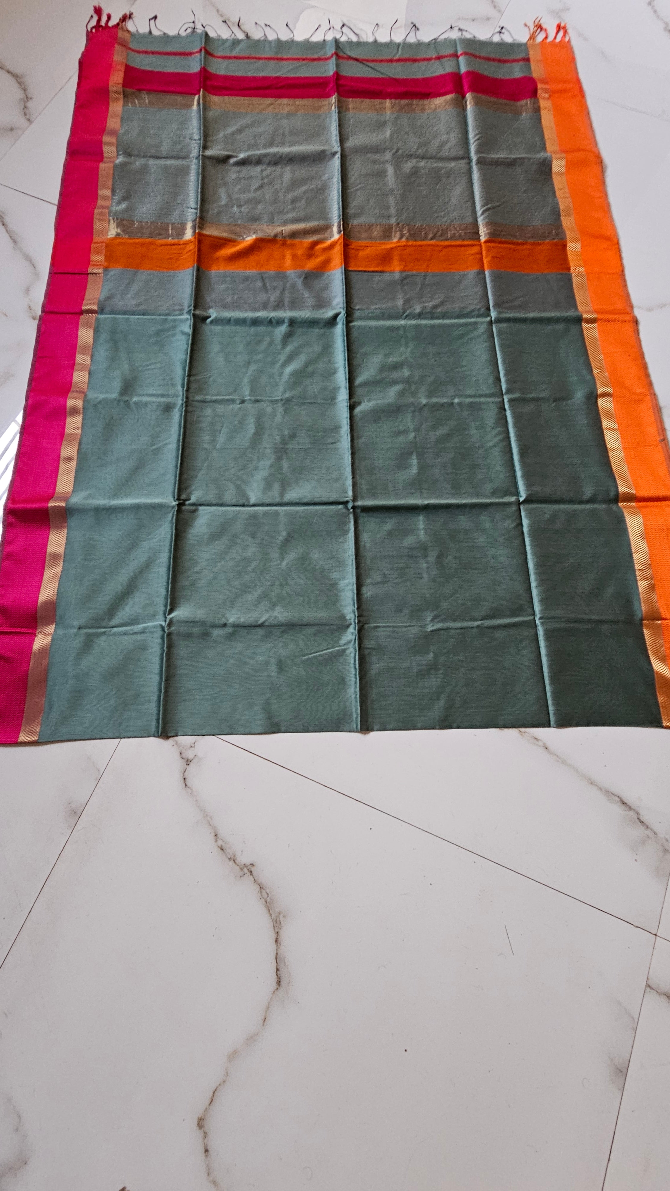 Ganga jamuna Maheshwari saree Silk/Cotton  6.2 mtrs length  with 1 mtrs blouse