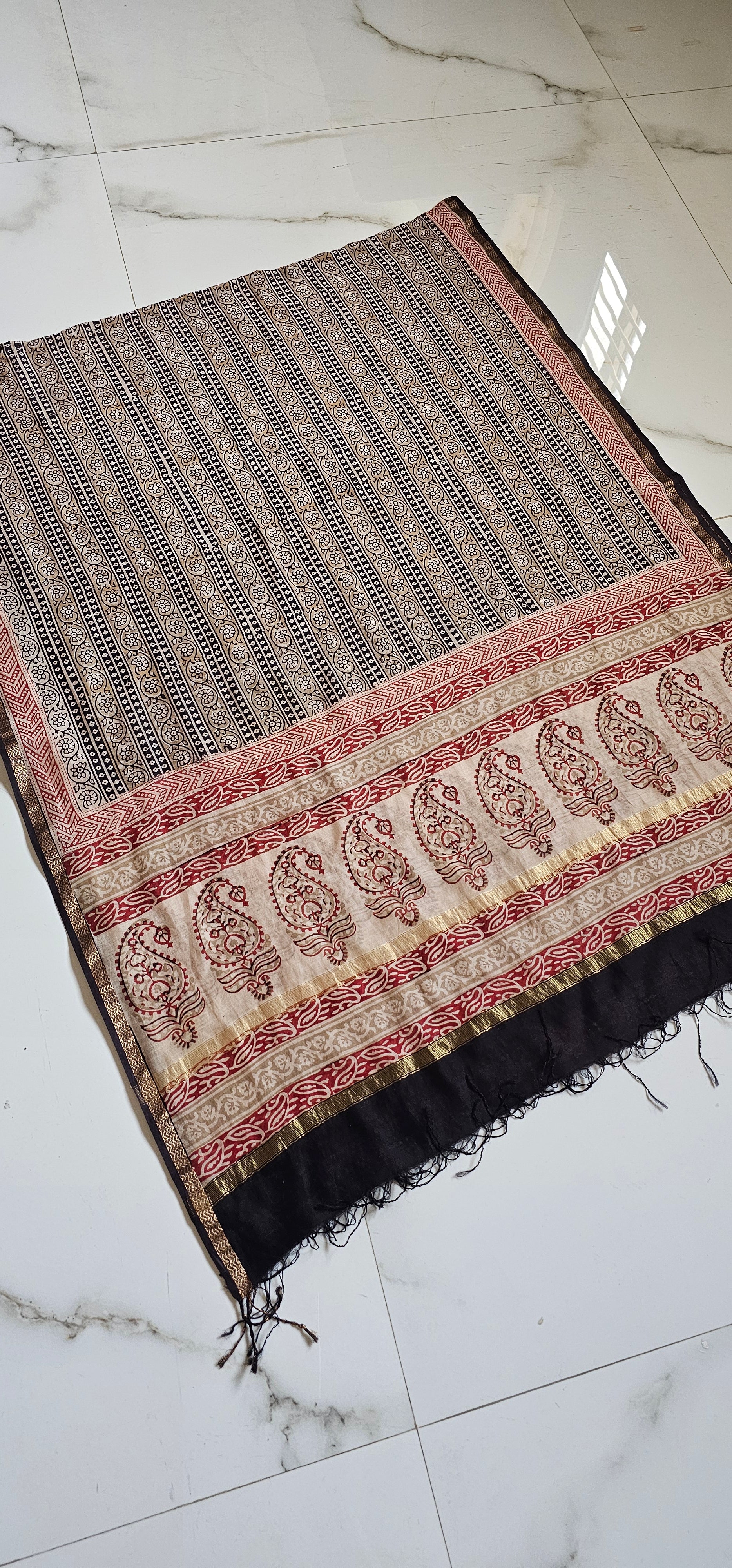 Natural  dyes Bagh print dupatta  maheshwari  cotton  silk