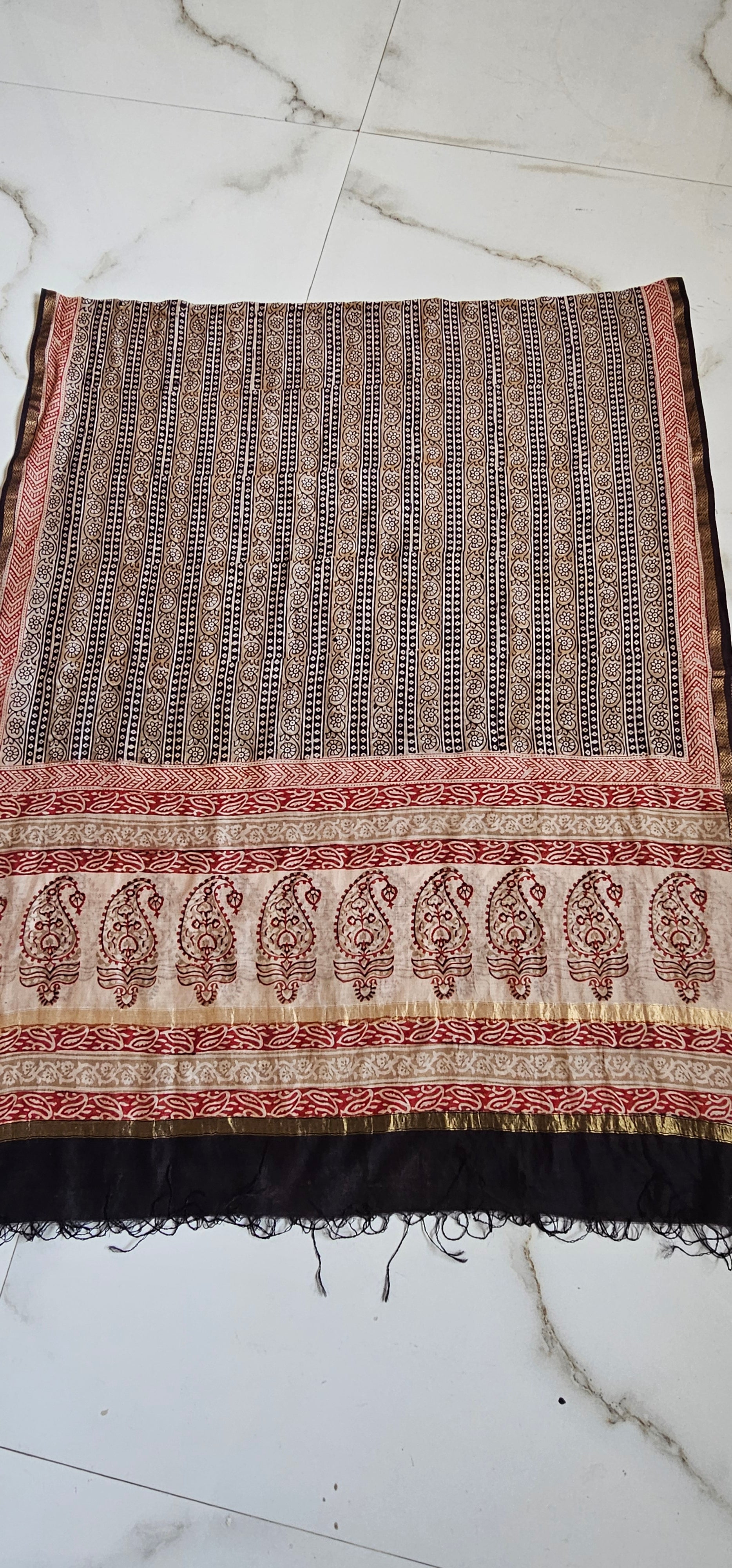 Natural  dyes Bagh print dupatta  maheshwari  cotton  silk