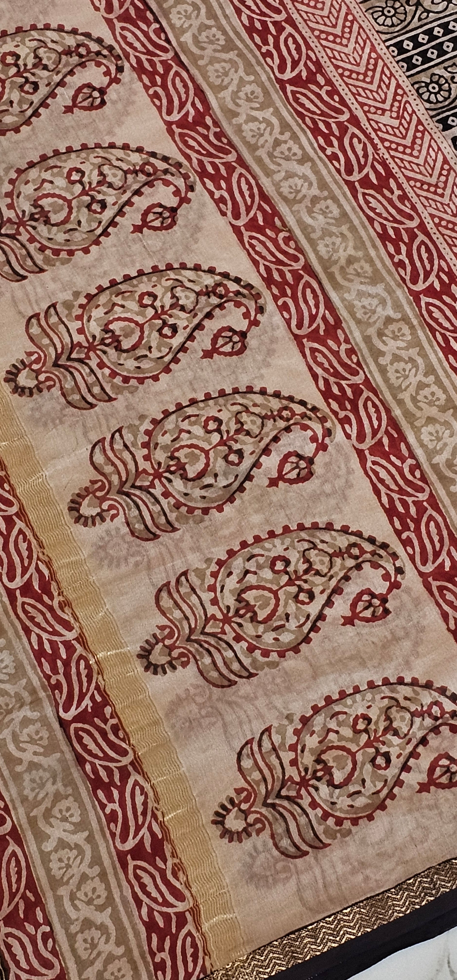 Natural  dyes Bagh print dupatta  maheshwari  cotton  silk