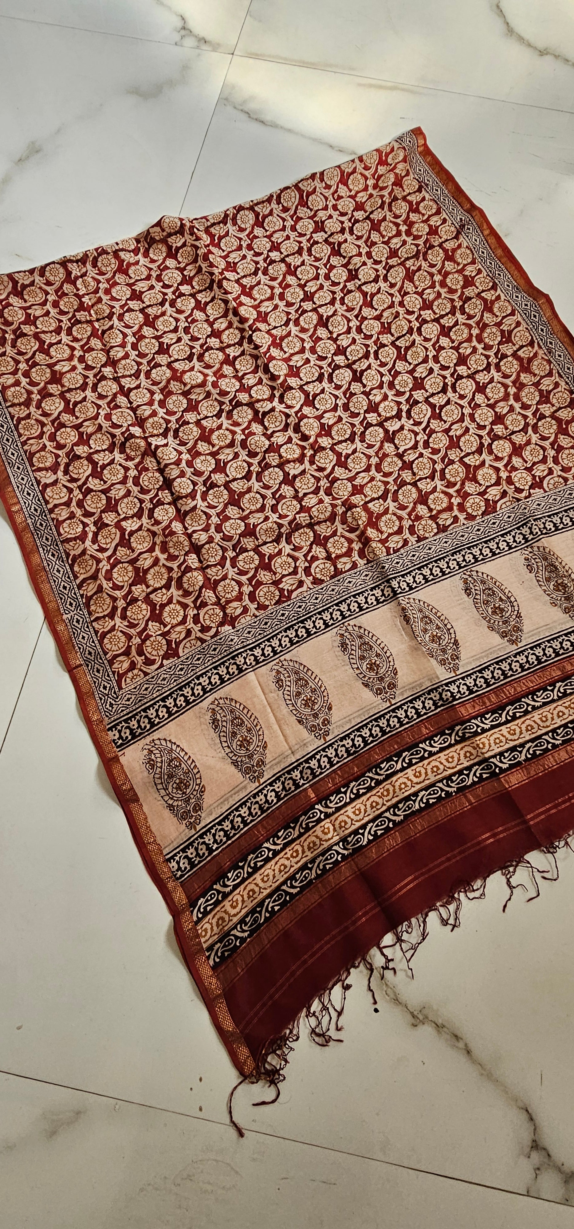 Bagh handBlock  print silk/Cotton  Dupatta