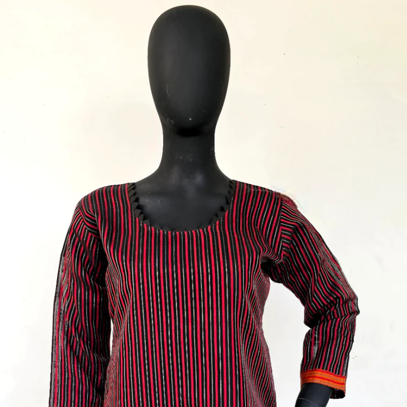 Sustainability Meets Style: Black Striped Ready-to-Wear Kurta