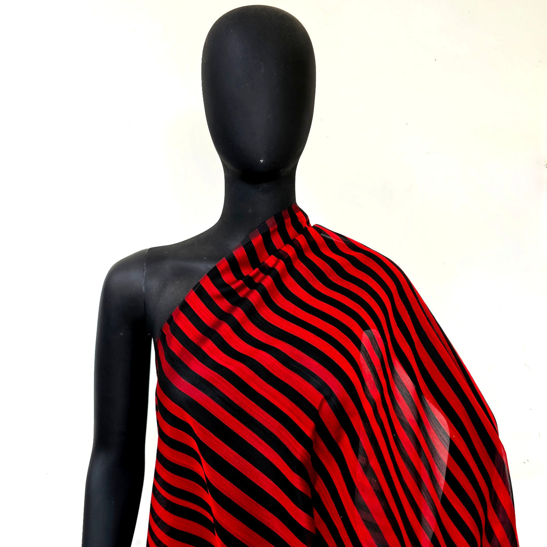 Timeless Weaves: Red & Black Striped Fabric
