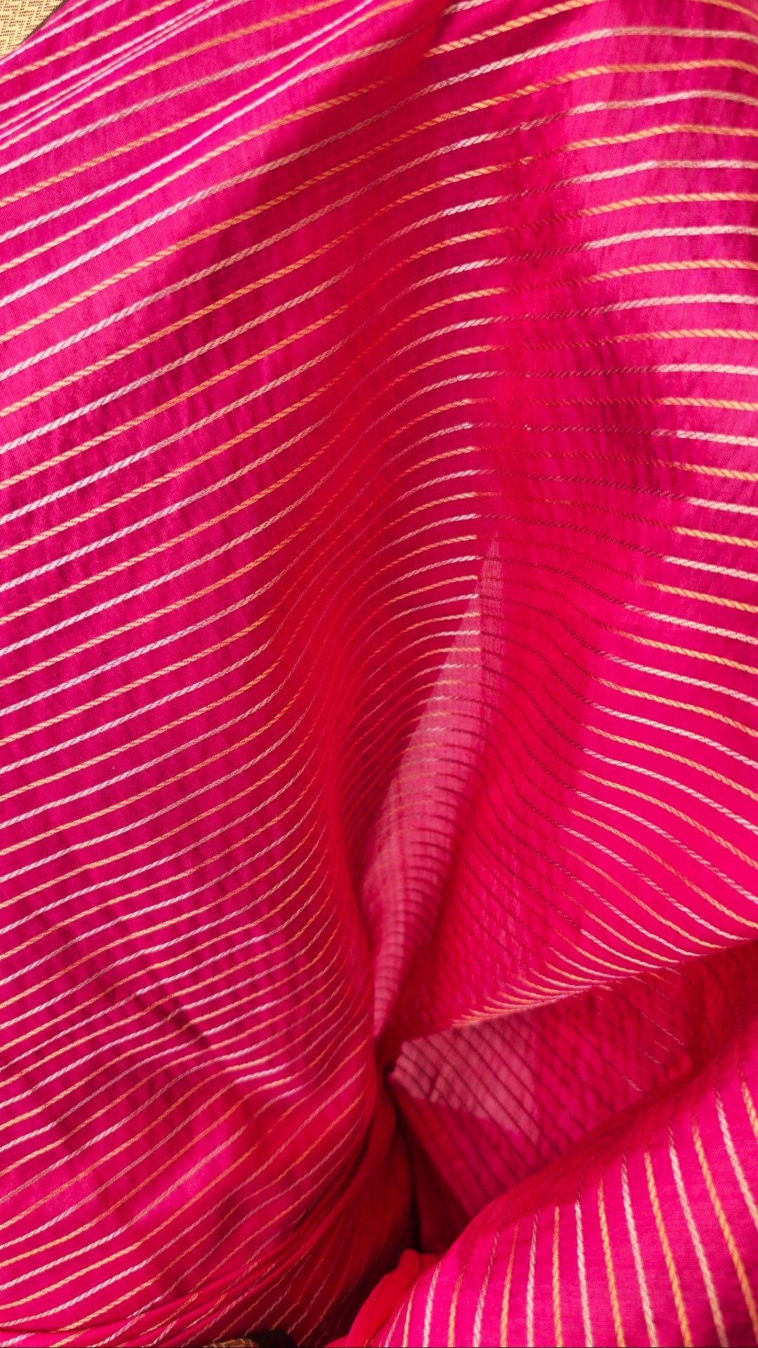 Silk Saree with Silver/Gold Dobby Stripes.