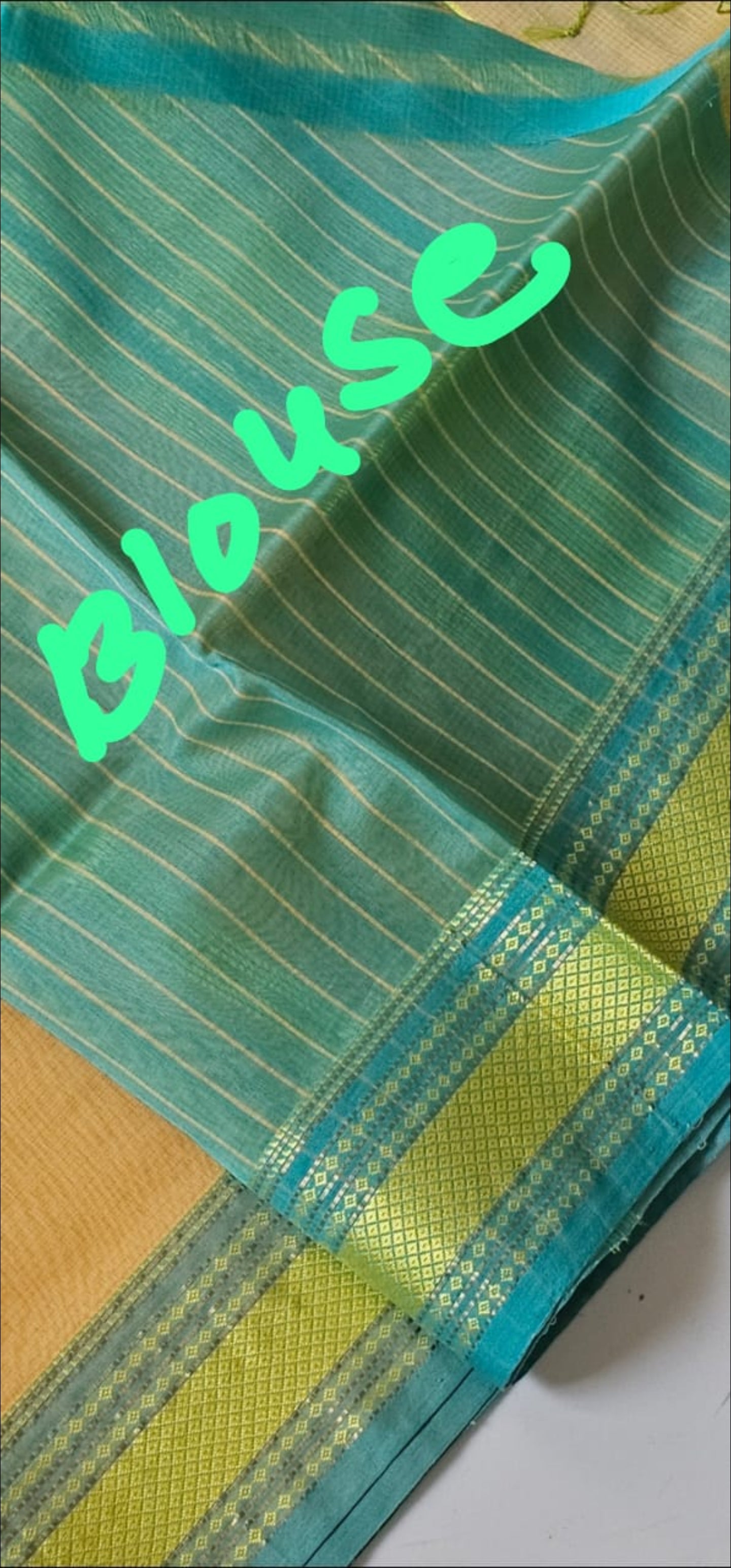 Silk/cotton  maheshwari  Handwoven hansa Borders  saree mustard Yellow color body with Lime yellow  border 6.5 mtrs length 1 mtr blouse