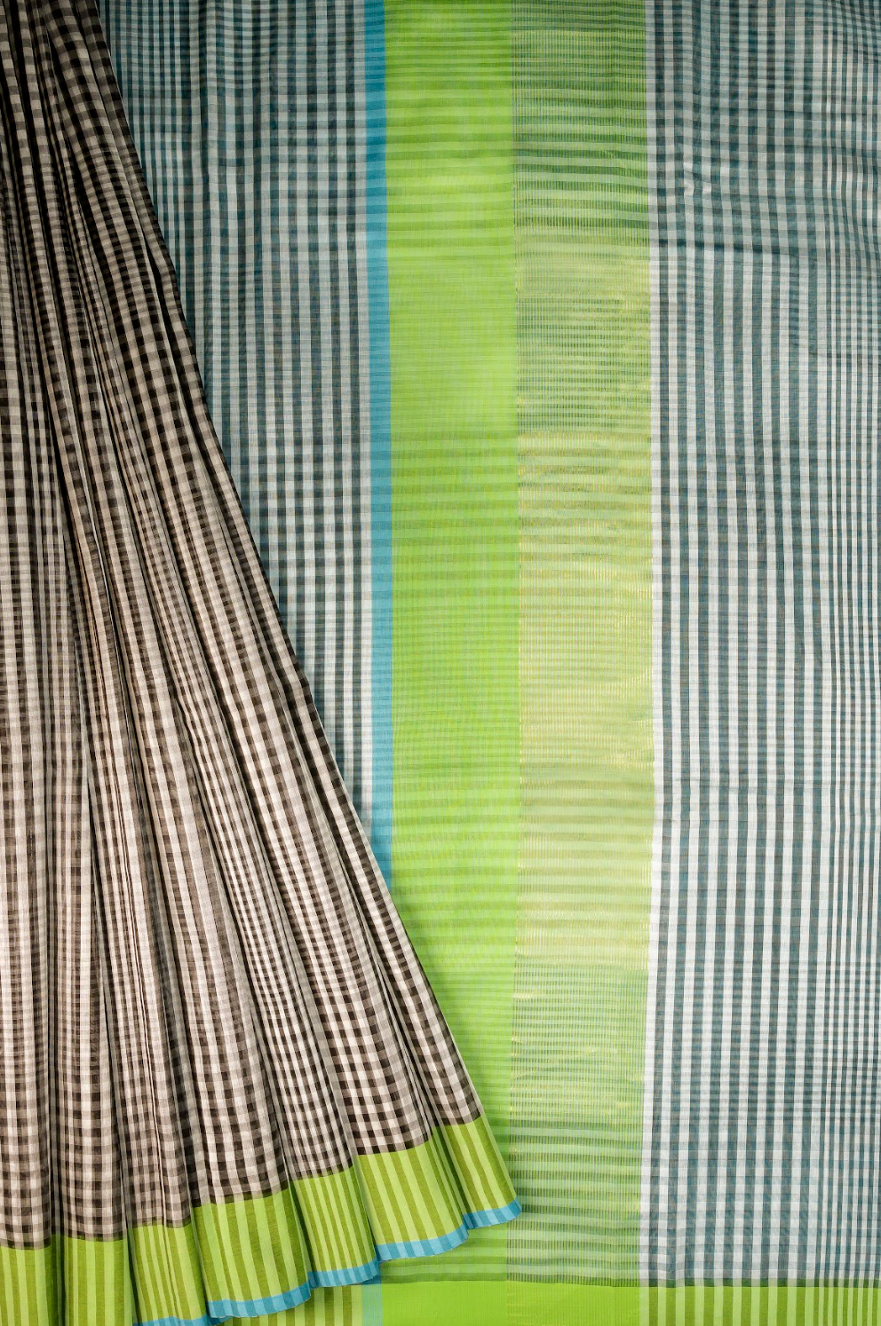 NEW - Black and White Checks with Green Borders
