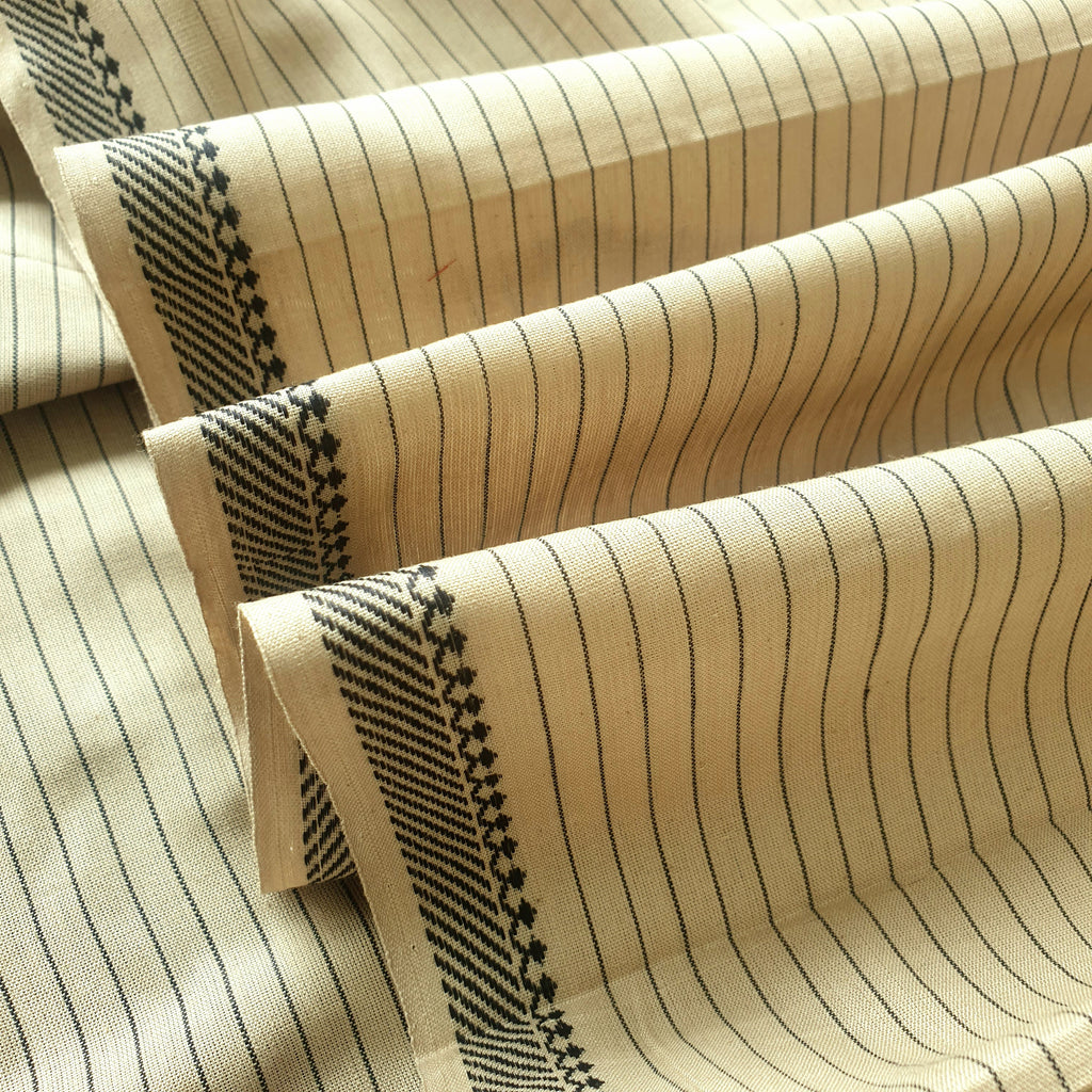 Striped Kurta piece in pure Cotton with Black Borders.