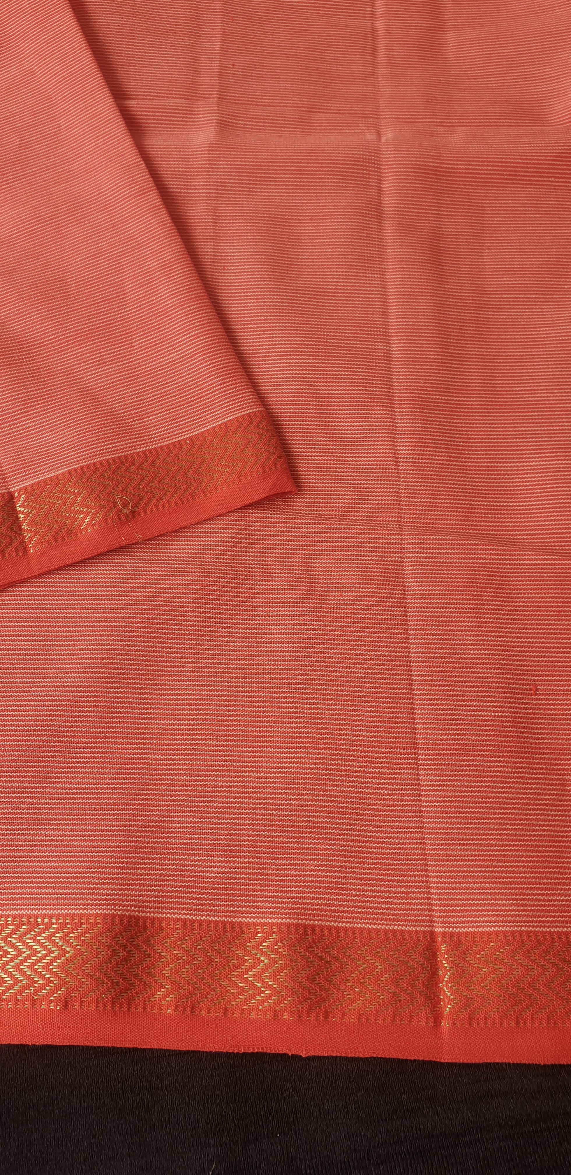 Pin Stripe Kurta piece in pure Cotton with Orange Borders.