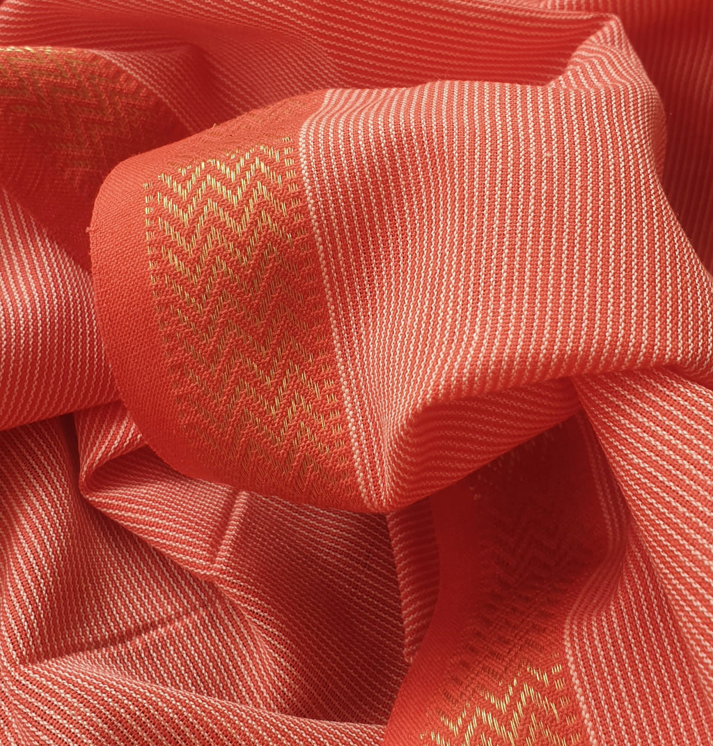 Pin Stripe Kurta piece in pure Cotton with Orange Borders.