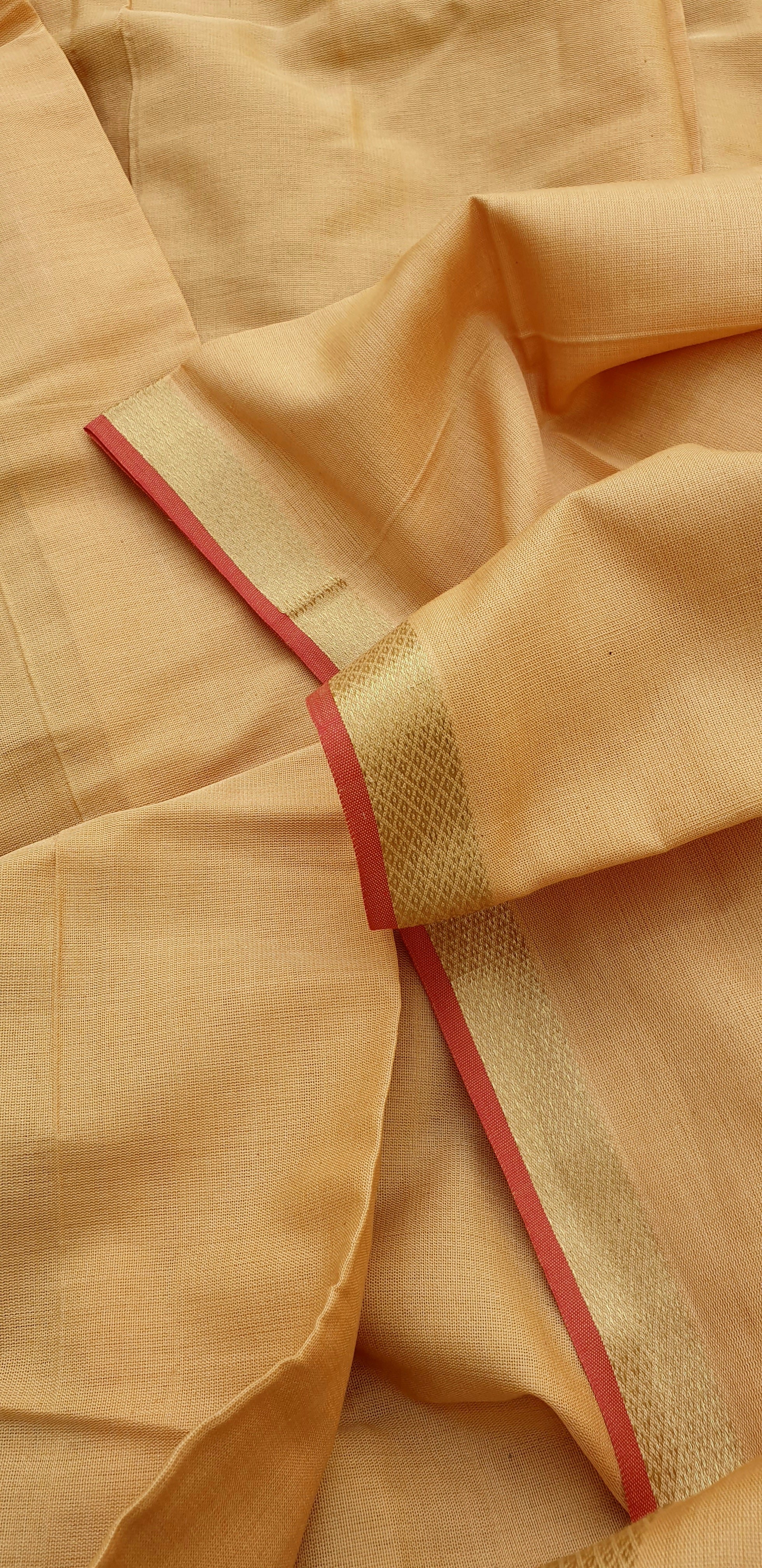 Kurta Piece in pure Cotton with Gold Zari Borders. 