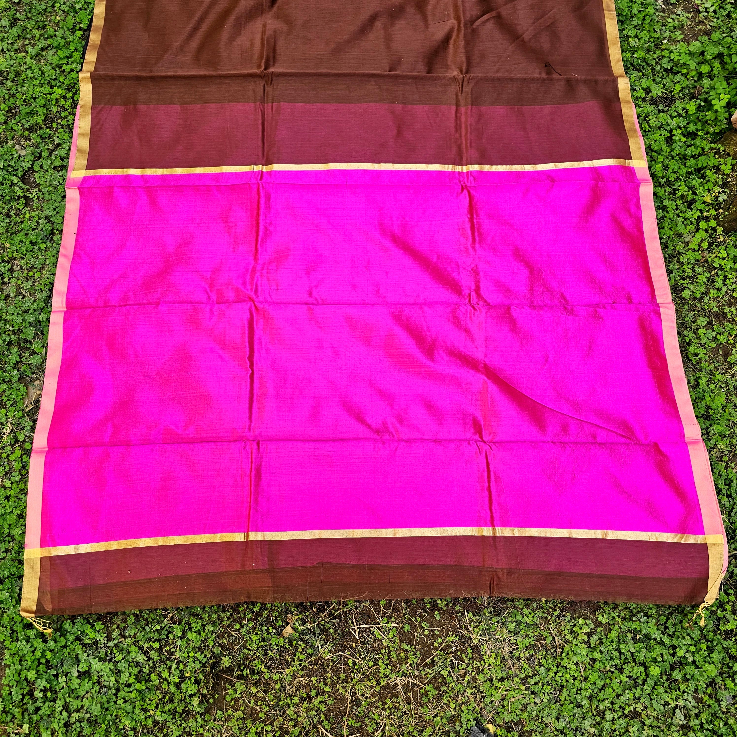 Saree with Silk Pallu and Blouse.