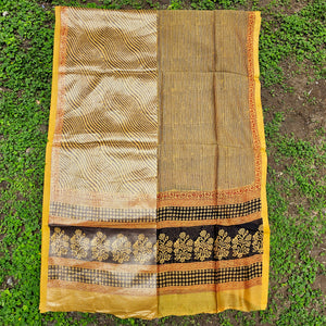 Half Tissue Dupatta with Natural Dyes Bagh Prints.